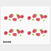 Vallende frambozen rechthoekige sticker (Vel)