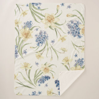 Vallende Lichte Bloemen I Sherpa Deken-Herfst Bloe Sherpa Deken