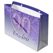  vallende Paarse glitter 90e verjaardag Groot Cadeauzakje (Achterkant Gekanteld)