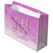  Vallende Roze Glitter 18e Verjaardag Groot Cadeauzakje (Voorkant Gekanteld)
