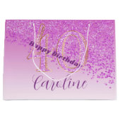 Vallende Roze Glitter 40e Verjaardag Groot Cadeauzakje (Voorkant)