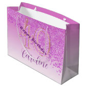 Vallende Roze Glitter 40e Verjaardag Groot Cadeauzakje (Achterkant Gekanteld)