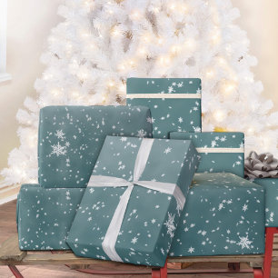 Vallende Sneeuwvlokken Winter Blauwe Spruce Sky Cadeaupapier