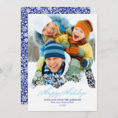 Vallende Sneeuwvlokken Witte Kerst Vakantiefoto Feestdagenkaart (Voorkant / Achterkant)