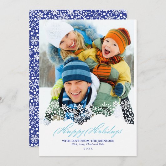 Vallende Sneeuwvlokken Witte Kerst Vakantiefoto Feestdagenkaart (Voorkant / Achterkant)