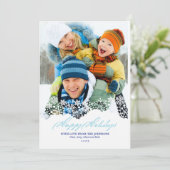 Vallende Sneeuwvlokken Witte Kerst Vakantiefoto Feestdagenkaart (Staand voorkant)