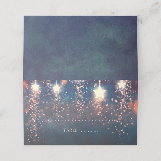 Vallende sterren Blauwe en Roze bruiloft (Buitenkant ongevouwen)