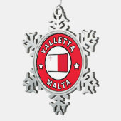 Valletta Malta Tin Sneeuwvlok Ornament (Rechts)