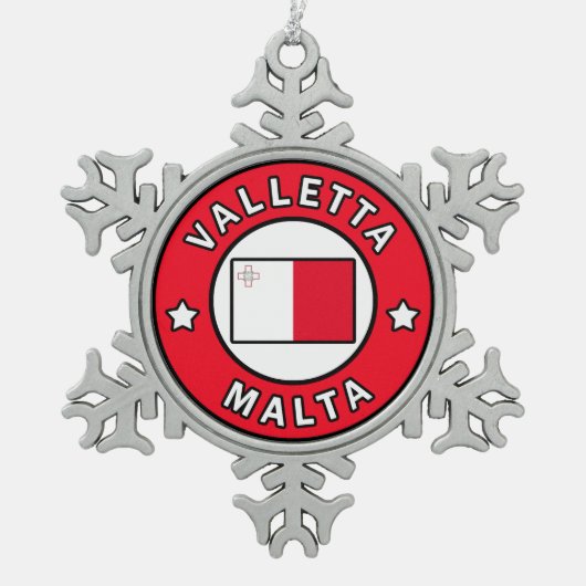 Valletta Malta Tin Sneeuwvlok Ornament (Voorkant)