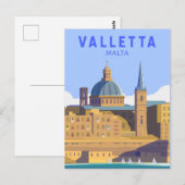 Valletta Malta Travel  Art Briefkaart (Voorkant / Achterkant)