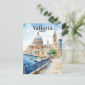 Valletta Malta Waterverf Schilderij Reizen Briefkaart (Staand voorkant)