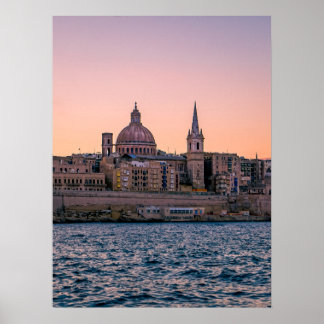 Valletta Silhouet bij dageraad: een decemberochten Poster