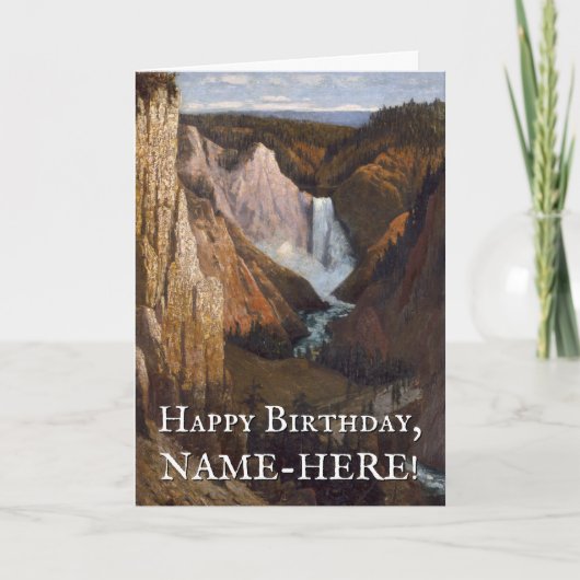 Valley and Waterfall Kijk Birthday Card Kaart (Voorkant)