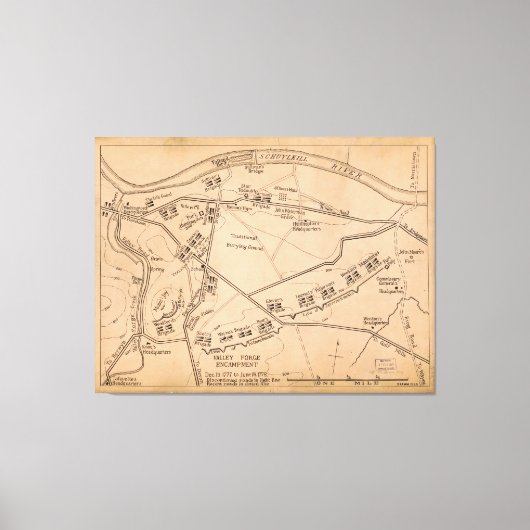 Valley Forge Encampment Map (Dec. 1777-juni 1778) Canvas Afdruk (Voorkant)