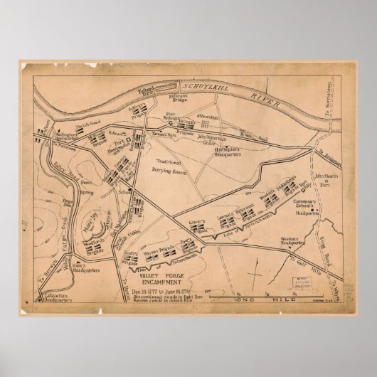 Valley Forge Encampment Map (Dec. 1777-juni 1778) Poster (Voorkant)