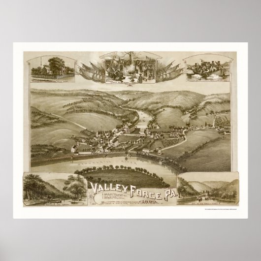 Valley Forge, PA Panoramic Map - 1890 Poster (Voorkant)