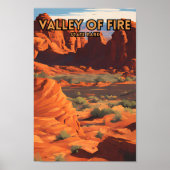 Valley of Fire State Park Retro Travel Poster (Voorkant)