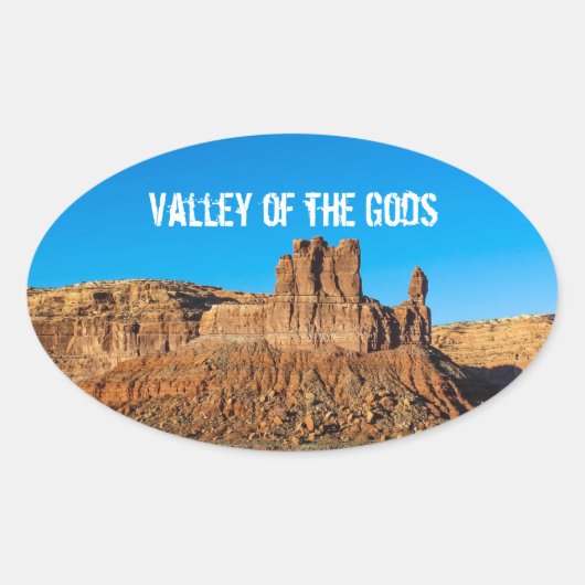 Valley of the Gods Blue Skies Butte Ovale Sticker (Voorkant)