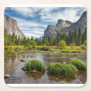 Valley Uitzicht in het Nationaal Park Yosemite Vierkante Kartonnen Onderzetter