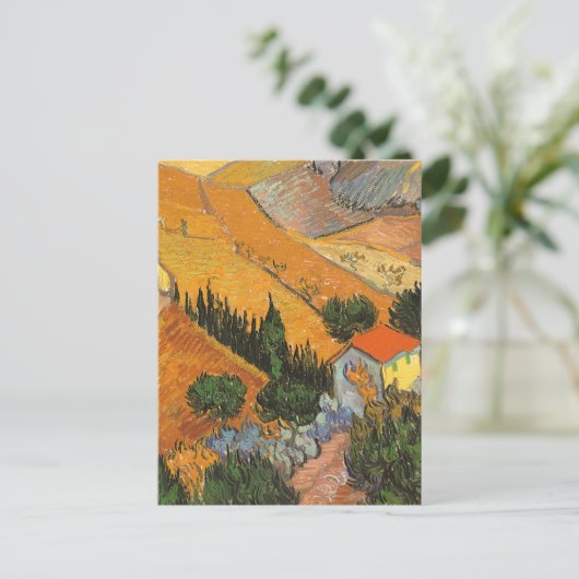 Valley with Plowman door Vincent van Gogh Briefkaart (Staand voorkant)