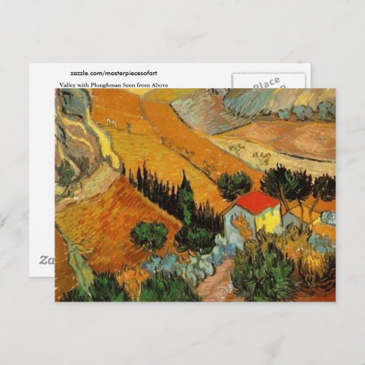Valley with Plowman (F727)Van Gogh Fine Art Briefkaart (Voorkant / Achterkant)