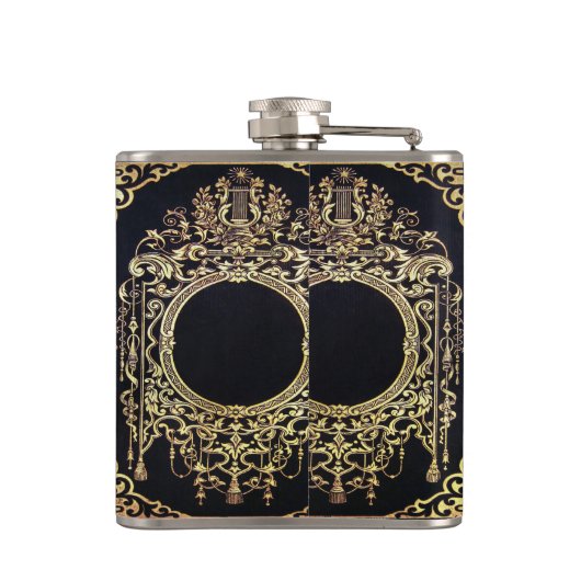 Valln  Gold Lijst (ideaal voor een monogram!) Heupfles (Achterkant)