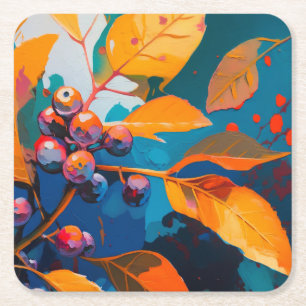 Vallooienolie geschilderd. Abstract herfstblad Vierkante Kartonnen Onderzetter