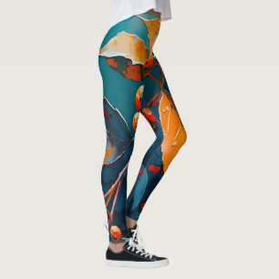 Vallooienolie geschilderd. Natuur najaarsblad Leggings
