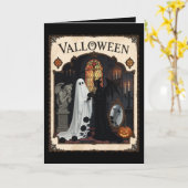 Valloween Ceremony Ghost And Robed Figure Kaart (Gele Bloem)