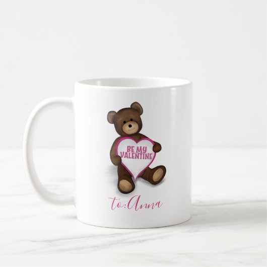 Valnetine's Day Teddy Bear Persoonlijk Koffiemok (Links)