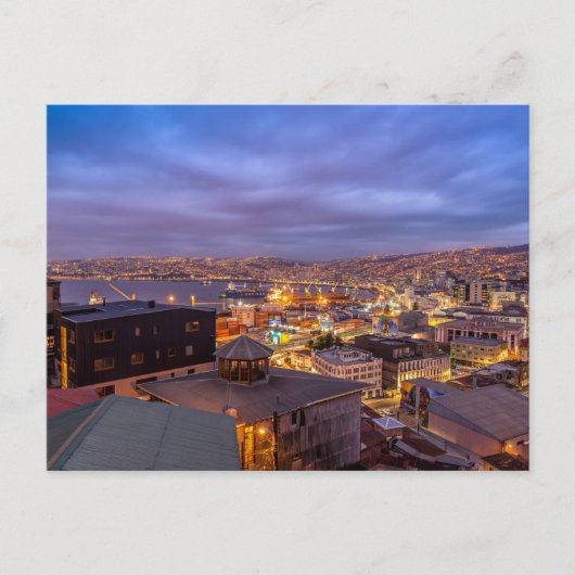 Valparaiso bij nacht briefkaart (Voorkant)