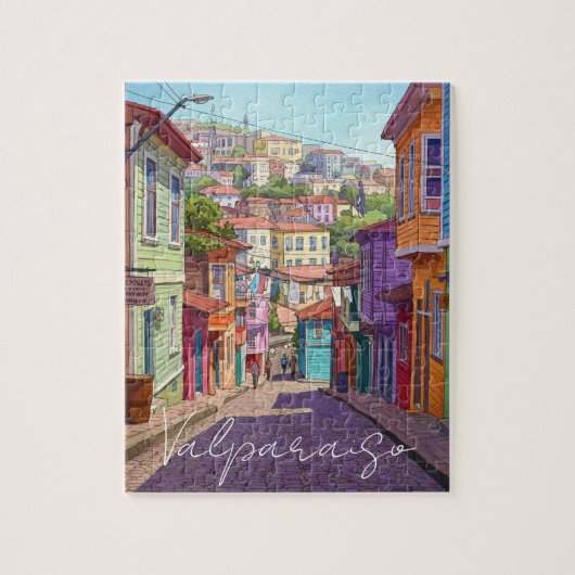 Valparaiso Chili Briefkaart Waterverf Legpuzzel (Verticaal)