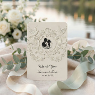 Vals Cameeuwedding met nep-reliëf Bedankkaart