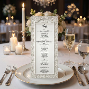 Vals geëmbosseerd ivoor gesneden bloem barok menu