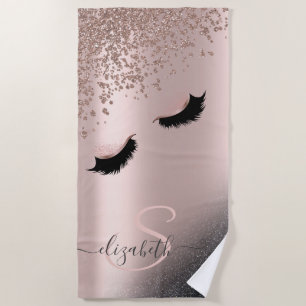 Valse wimpers Zwart Glitters Diamanten Roze Goud Strandlaken