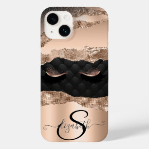 Valse Wimpers Zwart Roze Goud Glitter Case-Mate iPhone 14 Hoesje
