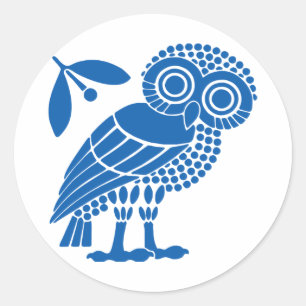 Valsymbool van gemeente Athene embleem owl bi Ronde Sticker