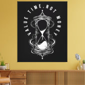 Value Time Not Money Hourglass Quote Canvas Afdruk (Insitu (Woonkamer))
