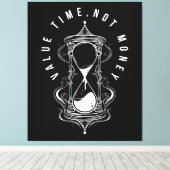 Value Time Not Money Hourglass Quote Canvas Afdruk (Insitu (Houten vloer))