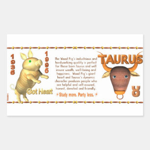 Valxart 1995 2055 WoodPig zodiac Taurus Rechthoekige Sticker