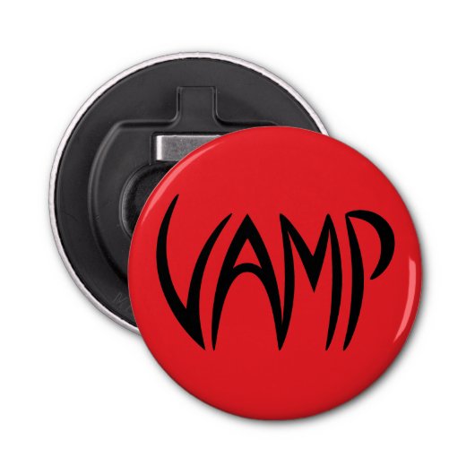 Vamp Text (Red/Black) versie Button Flesopener (Voorkant)