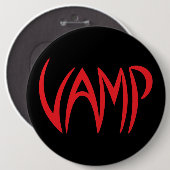 Vamp Text (zwart/rood) versie Ronde Button 6,0 Cm (Voorkant /achterkant)