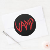 Vamp Text (zwart/rood) versie Ronde Sticker (Envelop)