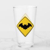 Vampier Bat Waarschuwing Halloween Glas (Voorkant)