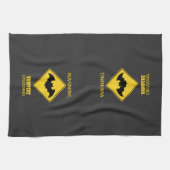 Vampier Bat Waarschuwing Halloween Theedoek (Horizontaal)