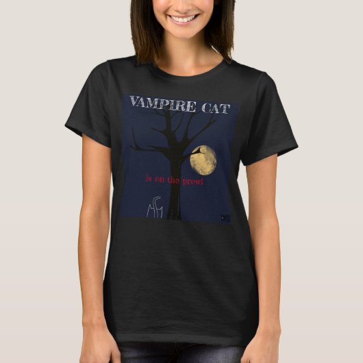 Vampier Cat is op de prowl- Vampire/ Cat/ Cute T-shirt (Voorkant)