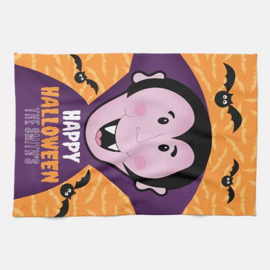 Vampier Dracula vleermuizen Kinder Schattigee Happ Theedoek (Horizontaal)