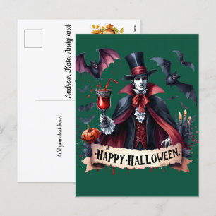 Vampier en vleermuizen - Happy Halloween Feestdagenkaart
