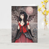 Vampier Fairy Gothic Halloween Kaart (Gele Bloem)