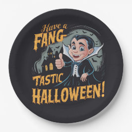 Vampier Funny heeft een Fang-Tastic Halloween Papieren Bordje